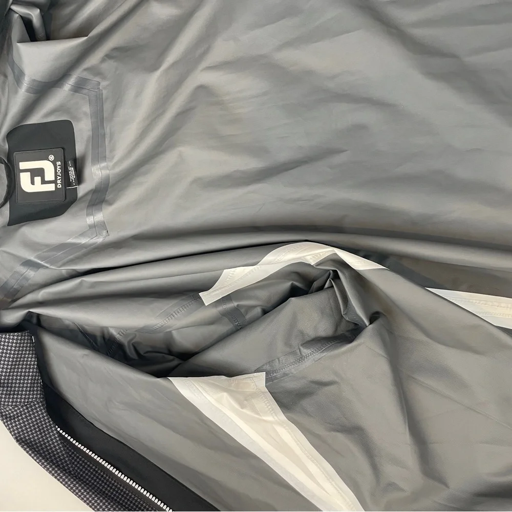 FootJoy Men's HydroLite ZIP Golf Rain Jacket WATERPROOF CHARCOAL HOUNDSTOOTH XL - Picture 13 of 16